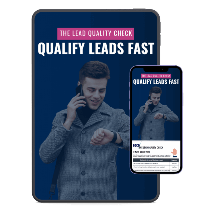 The Lead Quality Check Qualify Leads Fast Booklet on tablet and phone